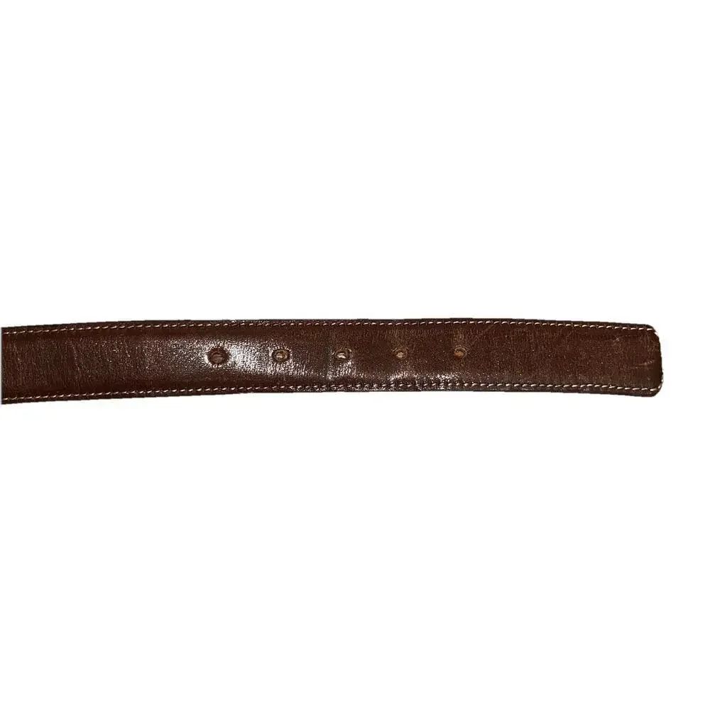 Torino Brown Full Grain Glove Leather Brass Buckle Italian Belt Men's Size 36